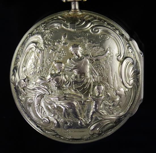 Francis Perigal, London, a George III gold embossed triple-cased pocket watch, No. 623, with leather-covered outer case